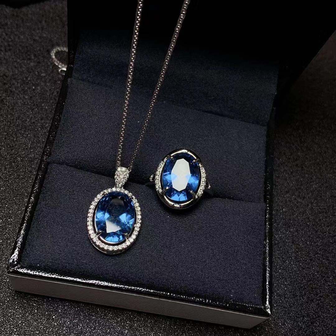 Premium quality London Blue Topaz jewelry set