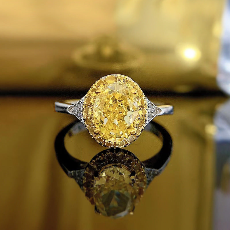 Fashion Simple High Carbon Diamond Yellow Diamond Ring