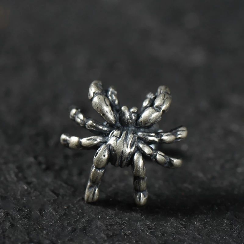 Retro Silver Spider Stud Earrings: Unique Women's Fashion