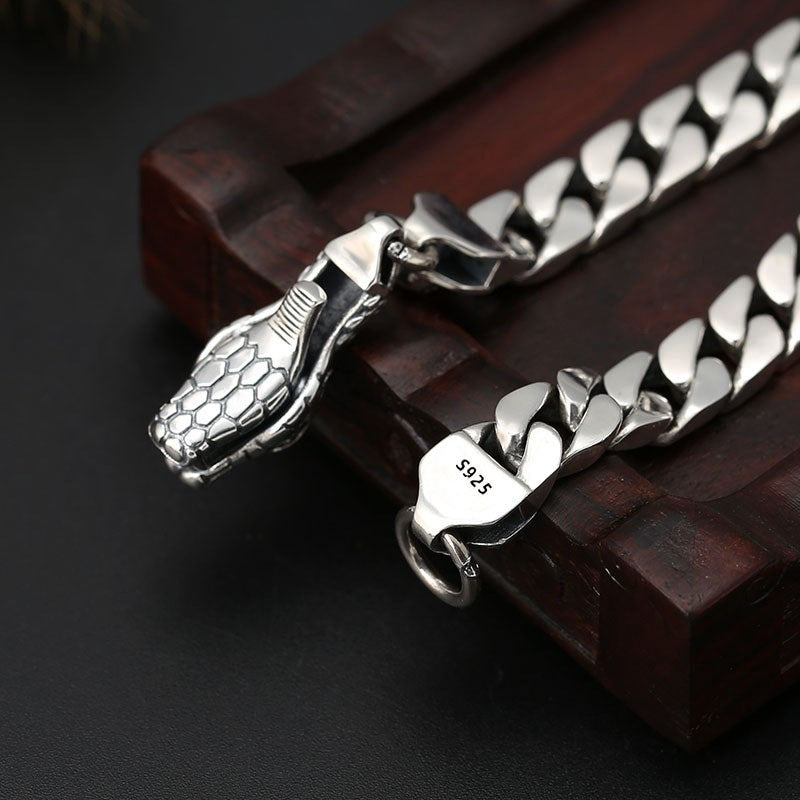 Silver Bracelet with Snake Head