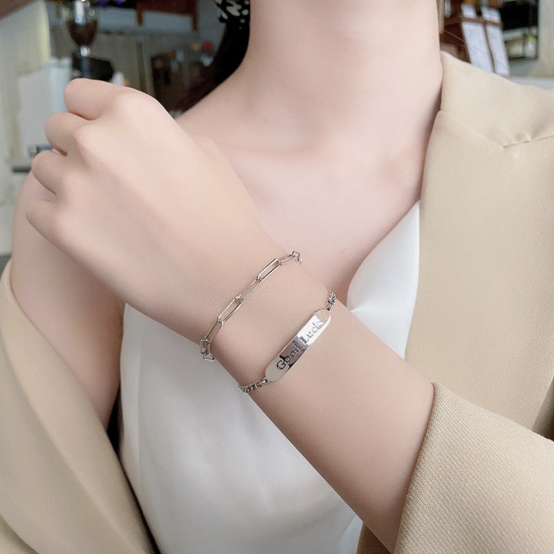 Graceful Layers: Sterling Silver Double Delight Bracelet