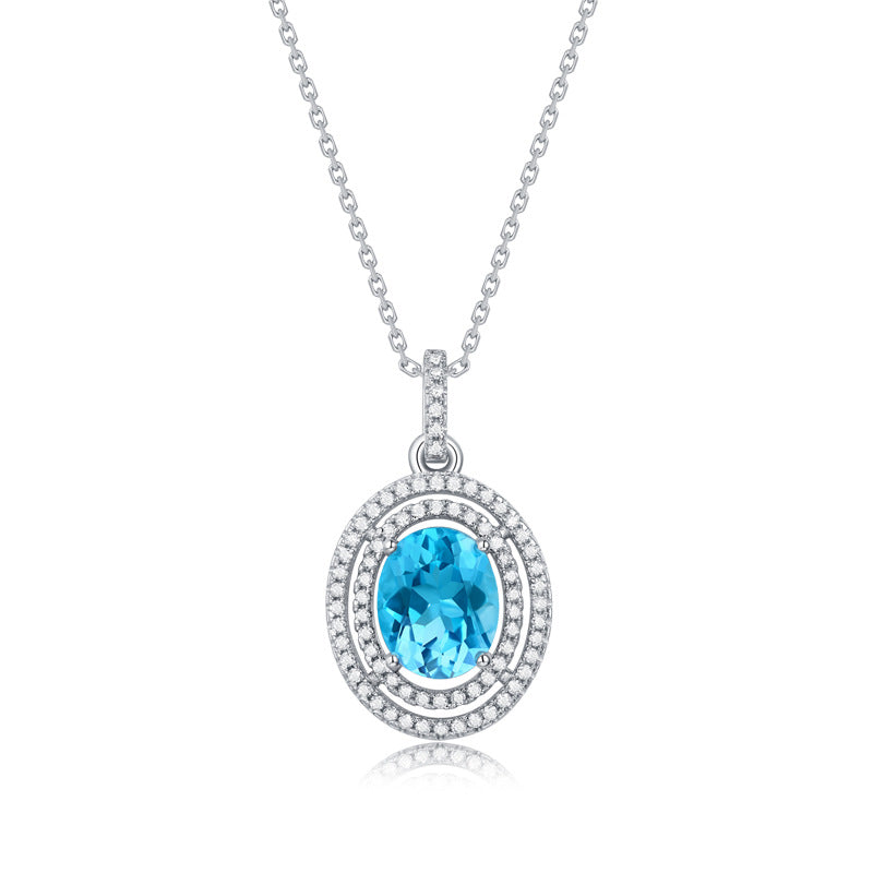 Women's S925 Siver Necklace with Natural Topaz-2,3Ct