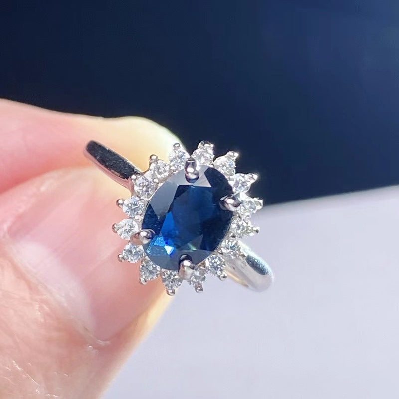 Women's Silver Ring with Natural Sapphire