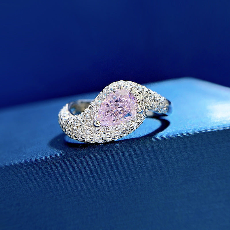 Women's Silver Ice Flower Cut Full Artificial Diamond Ring