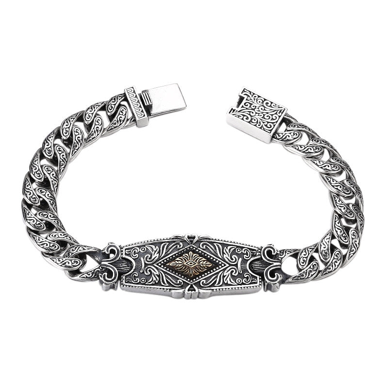 Silver Bracelet for Men- Retro Style