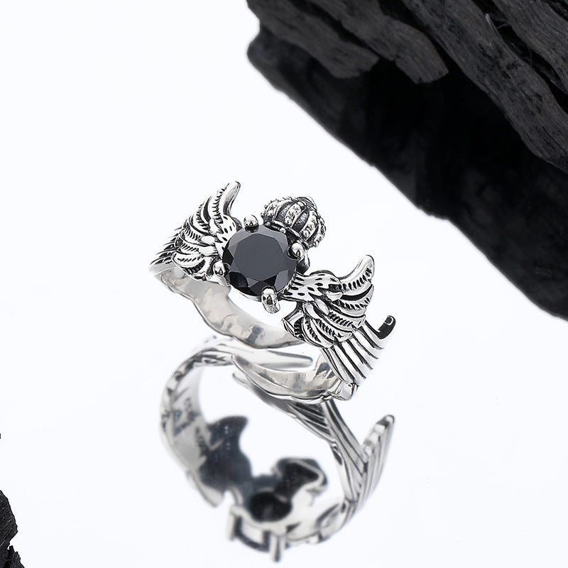 Vintage Black Zirconium Ring for Women