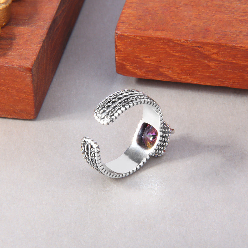 S925 Sterling Silver Colorful Purple Zircon Ring - Unisex Jewelry