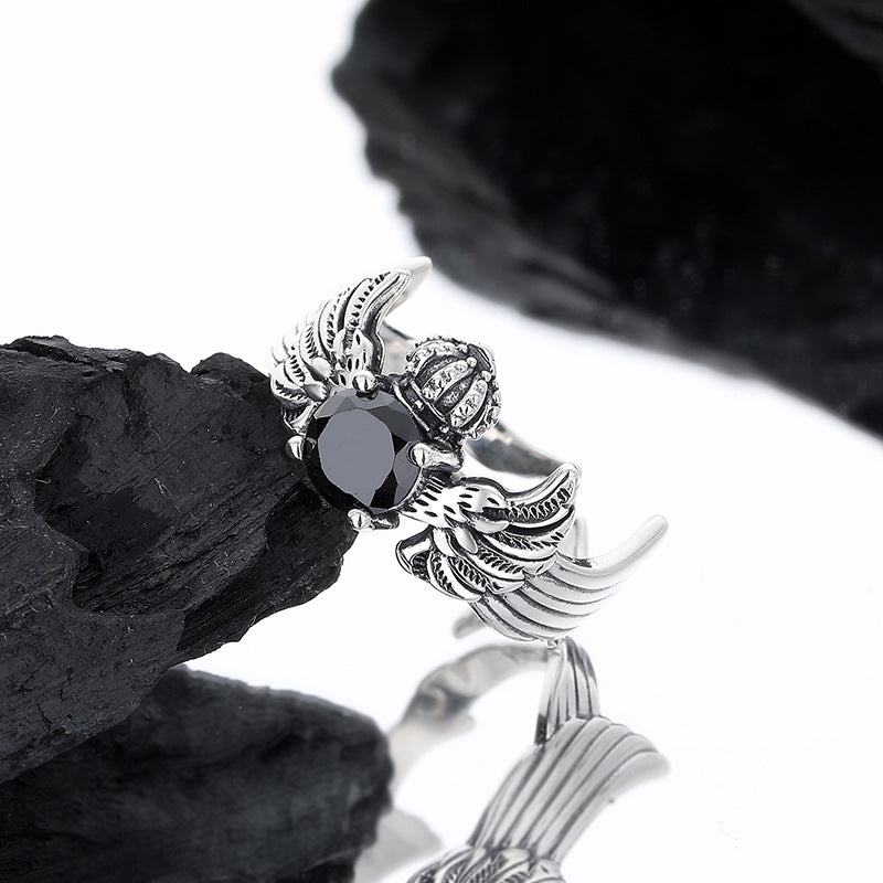 Elegant Ring with Intricate Design and Black Zirconium