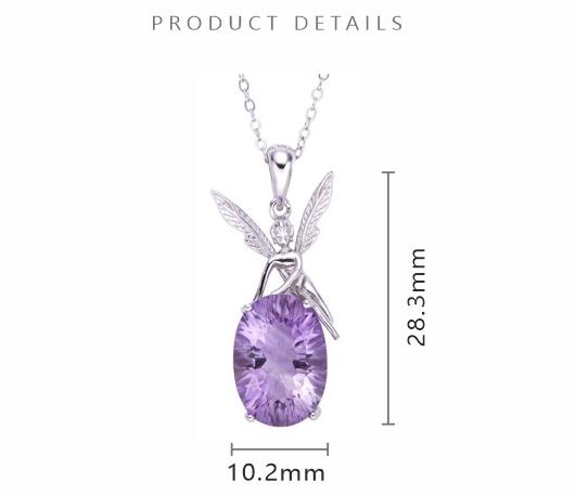 Women's S925 Silver Necklace with Natural Amethyst Inlay