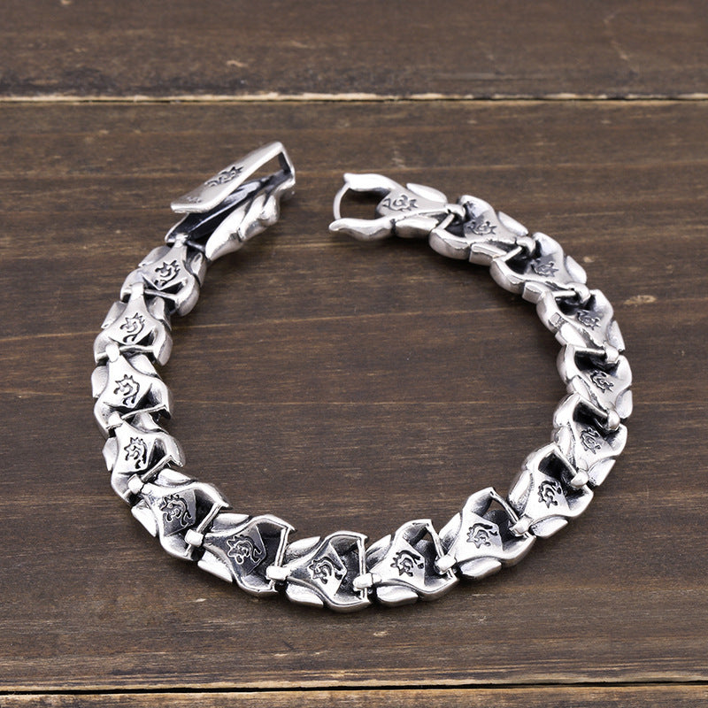 Sophisticated Men's Silver Bracelet-Dragon Style, 18cm length weighing 36.4 grams