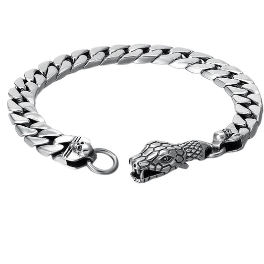 Men's S925 Silver Bracelet with Snake Head