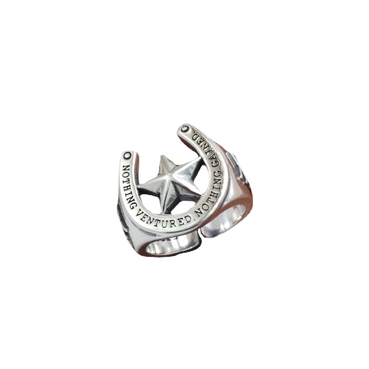 The Men's Silver Star Ring in Close-Up