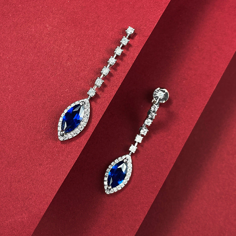 Women's Synthetic Sapphire Dangle Earrings-free shipping
