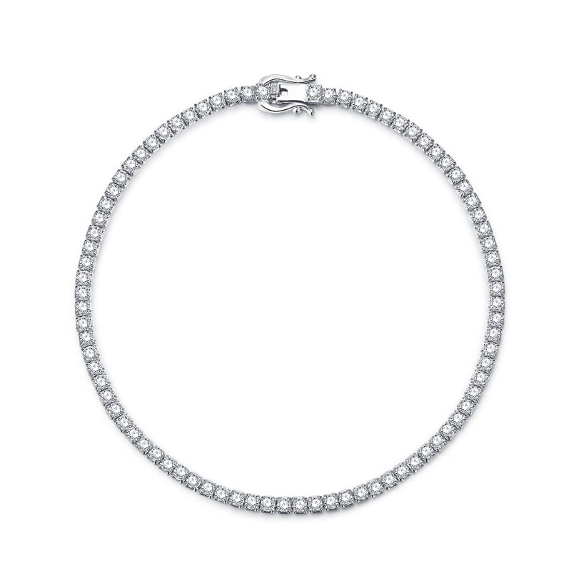 Sterling Silver Bracelet with Artificial Diamonds - Fashionable Elegance for Women