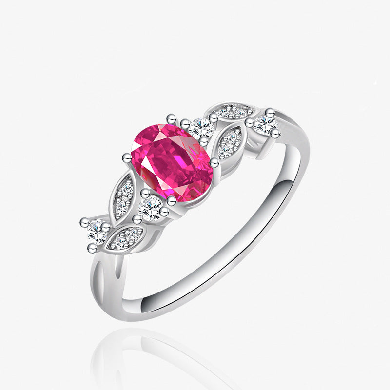 Women's .5 Ct Ruby Sterling Silver Pigeons Ring - Artificial 2.5 Ct Ruby Ring