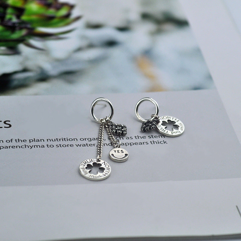 Sterling Silver Geometric Tag Earrings - Handmade Women's Jewelry
