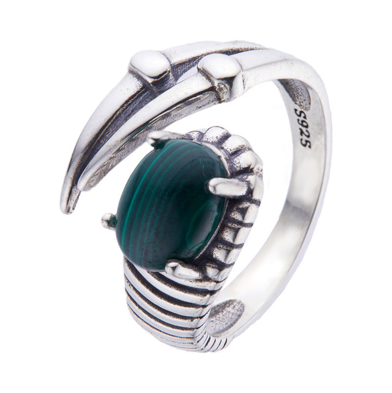 "Women's S925 Silver Natural Stone Ring"