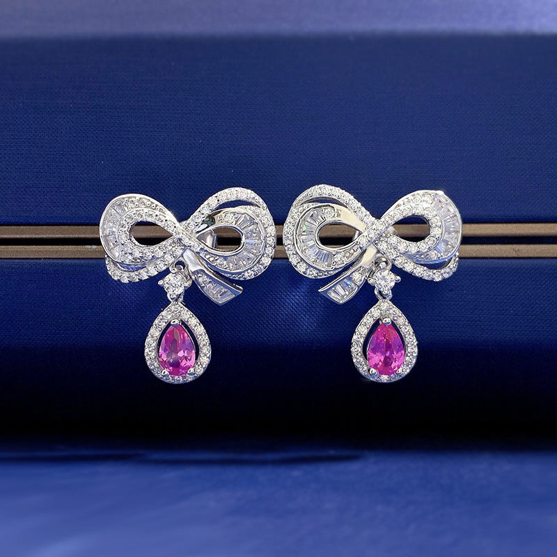 Radiant Sparkle: Women's Sterling Silver Earrings with Artificial Diamonds