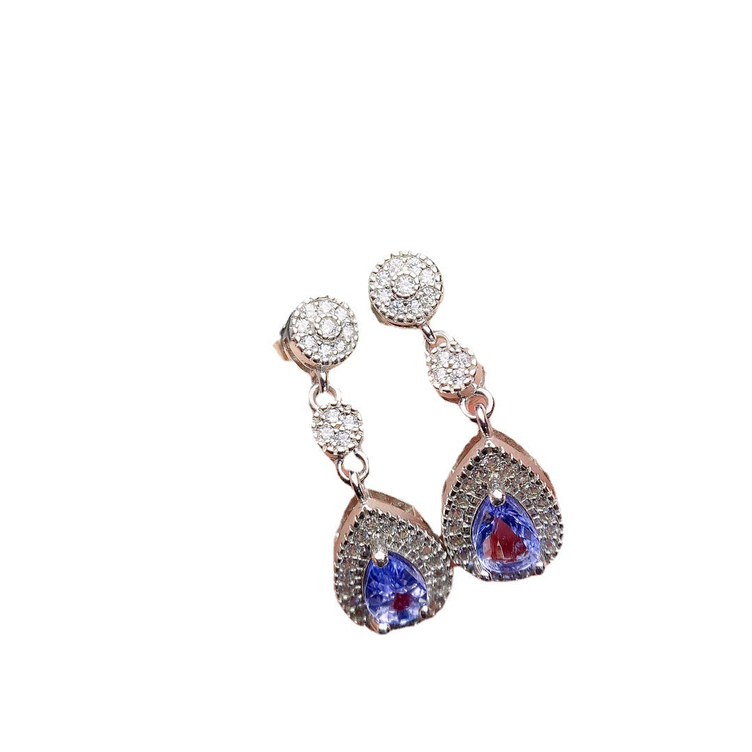 Women's Fashion Essentials: Natural Tanzanite Stud Earrings in Silver