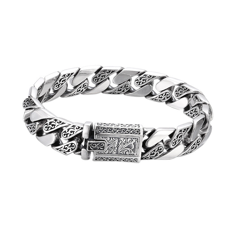 Silver Cuban Link Bracelet-Vintage Elegance