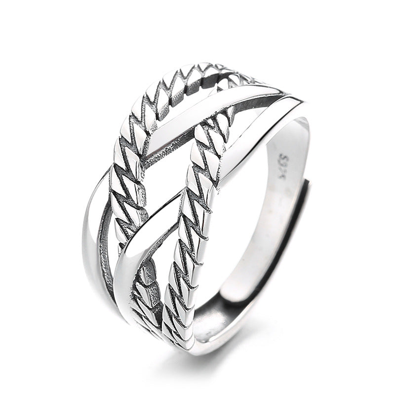 Women's Twist Shape Line Cross Ring - Trendy and Cool Forefinger Accessory