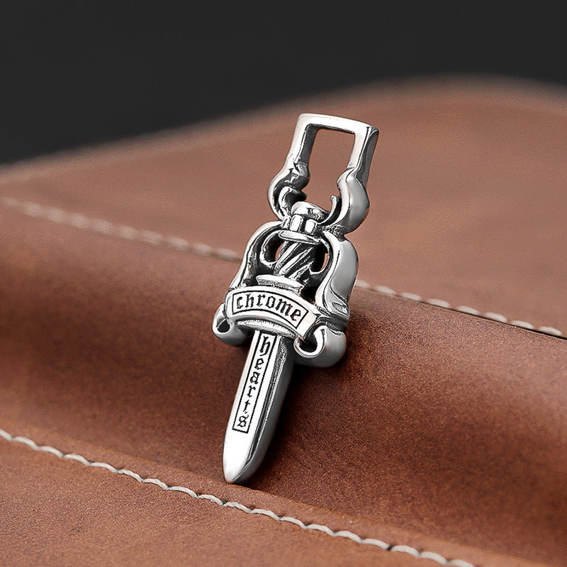 925 Sterling Silver Thai Silver Old Sword Cross Pendant Accessories