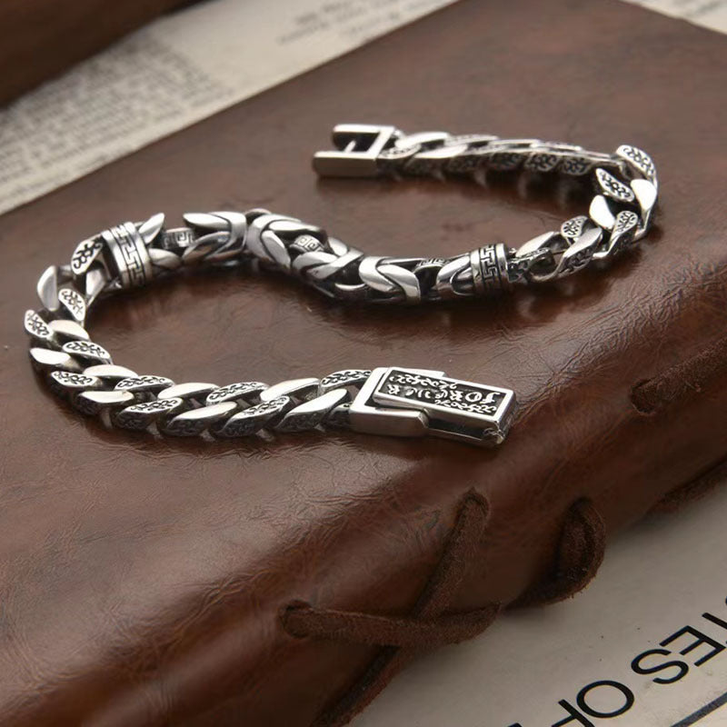 "Silver Bracelet for Men Showcasing Clasp Detail"