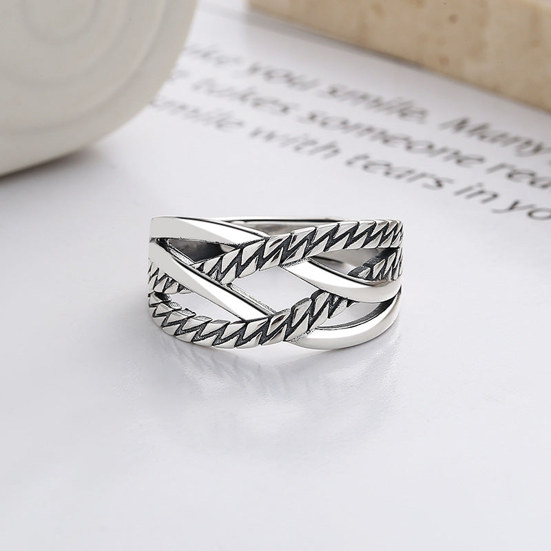 Women's Twist Shape Line Cross Ring - Trendy and Cool Forefinger Accessory