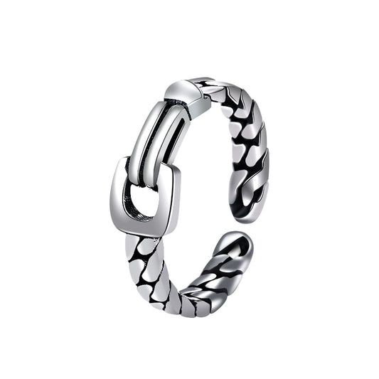 Women sterling silver ring with hip-hop style design