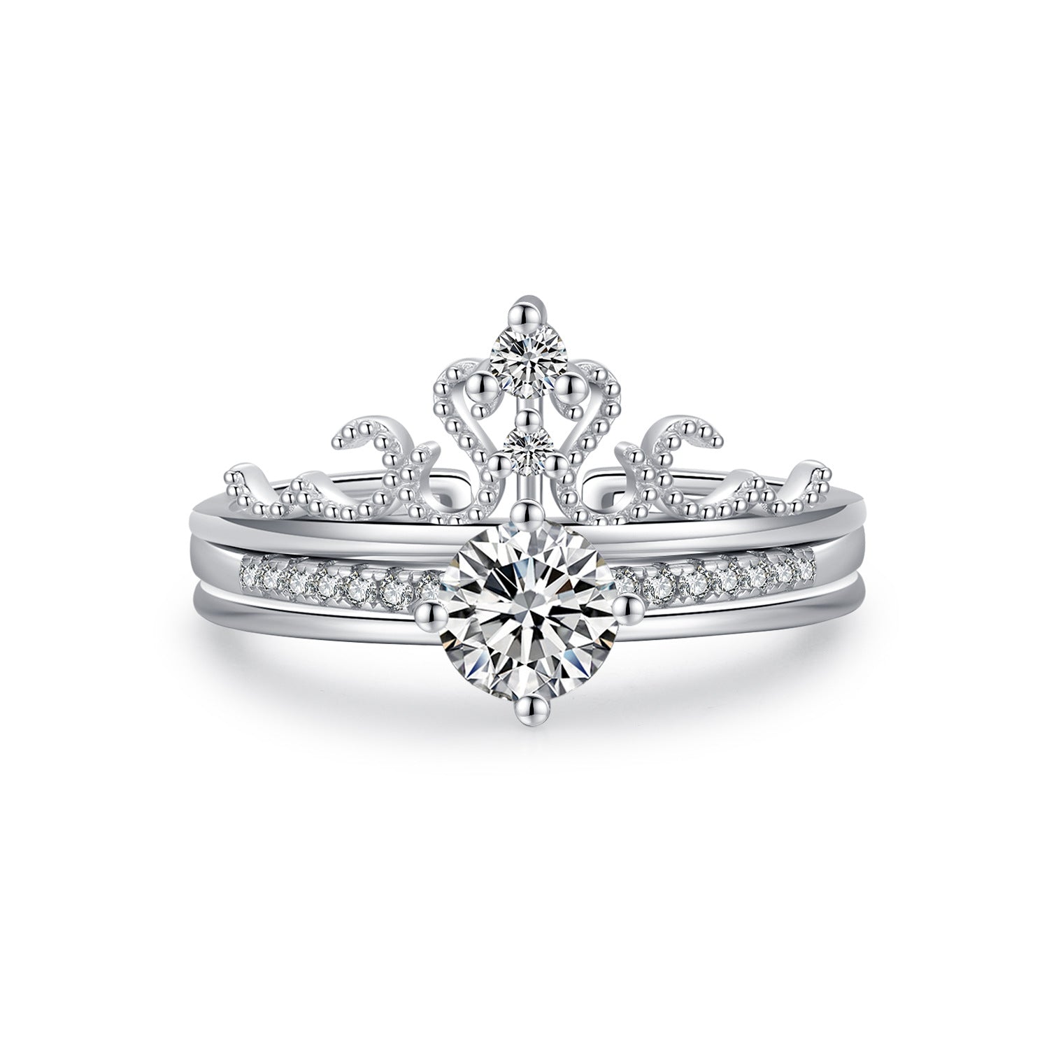 S925 Sterling Crown Silver Ring for Women Light Luxury Minority 