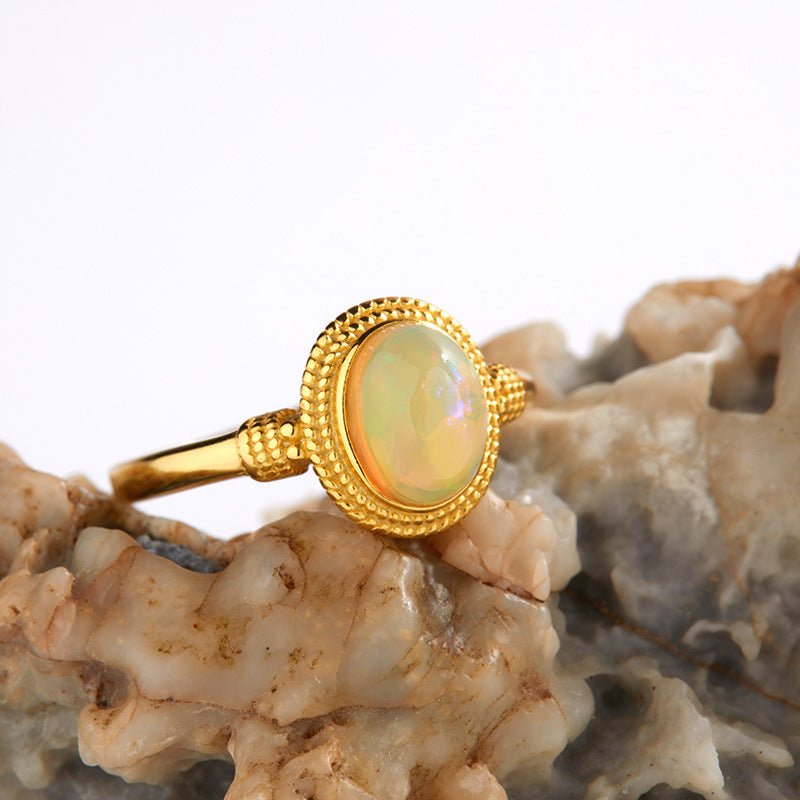 Women's Opal Inlaid Sterling Silver Ring