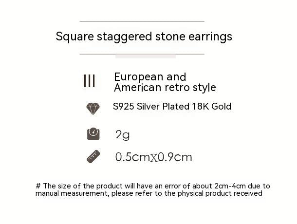 S925 Silver 18K Gold-Plated Black Zircon Earrings - Fashion for Women