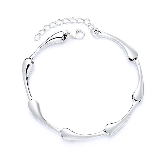 Women's S925 Sterling Silver Creative Style Stitching Bamboo Shape Bracelet