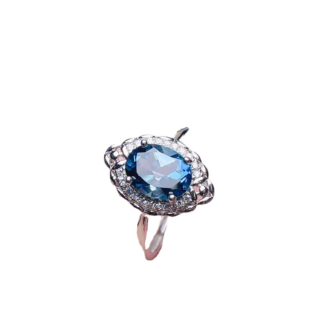 Women's Silver Ring with Natural Topaz