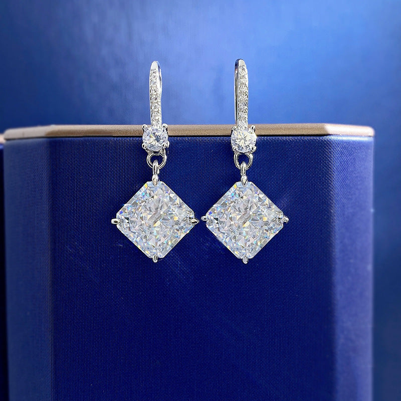 High Carbon White Diamond Silver Earrings For Women