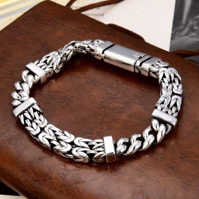 Thai silver black dyeing process - Men's Silver Bracelet
