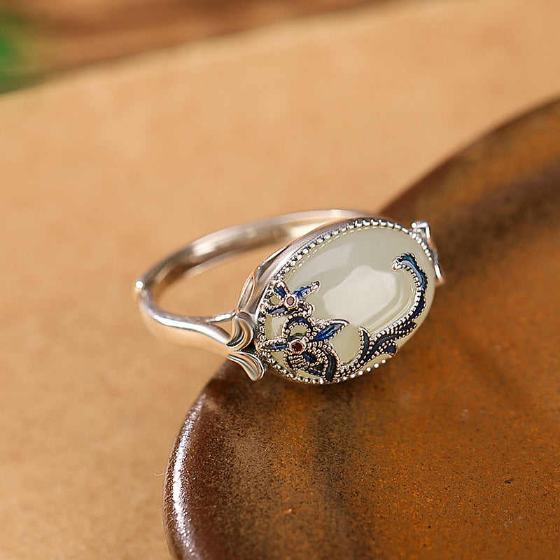 Close-up of Jade In Sterling Silver Ring for Women