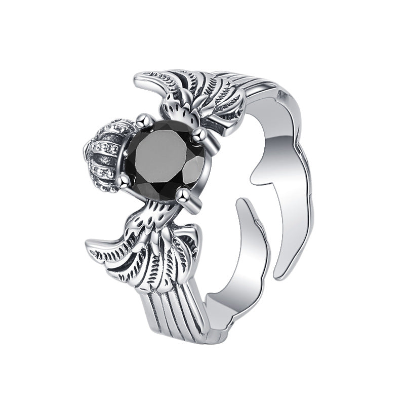 Sterling Silver Rings for Women with Vintage Black Zirconium
