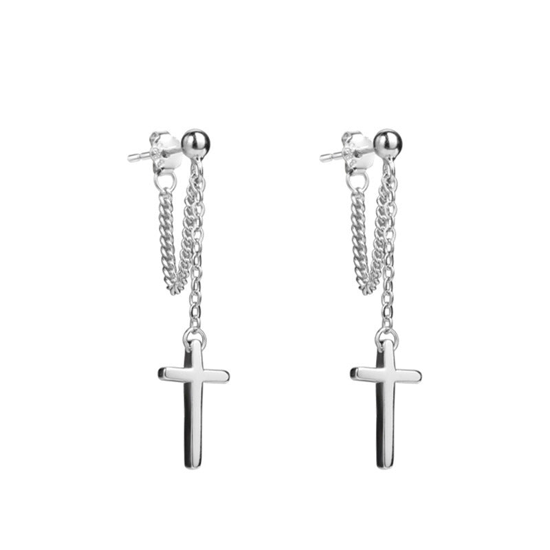 Sterling silver cross earrings for women