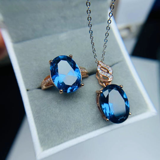 Silver Jewelry Set -London Blue Topaz for Women