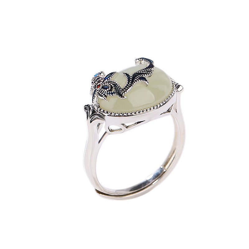 Sterling Silver Ring for Women with Jade