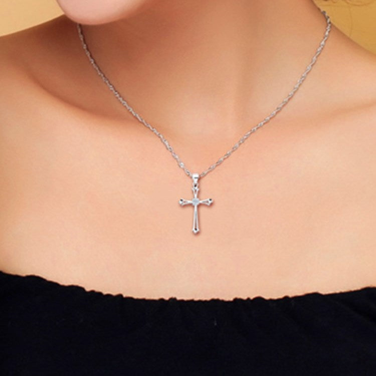 Cross Silver Pendant Necklace Clavicle Chain