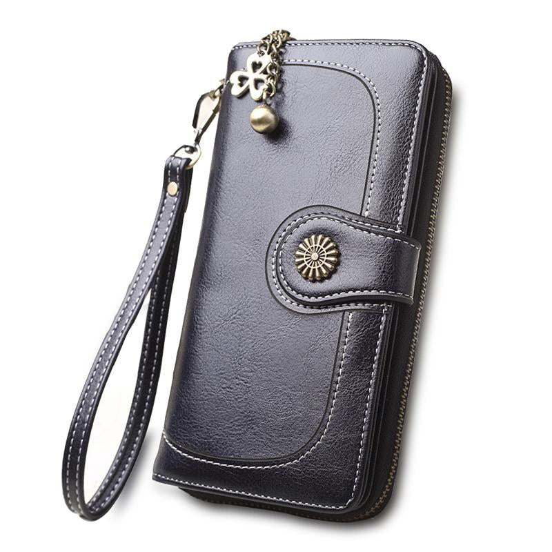 Split Leather Long Wallet for Women