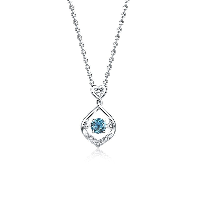 Women's S925 Sterling Silver  Necklace Natural Topaz - SILVER ROCK