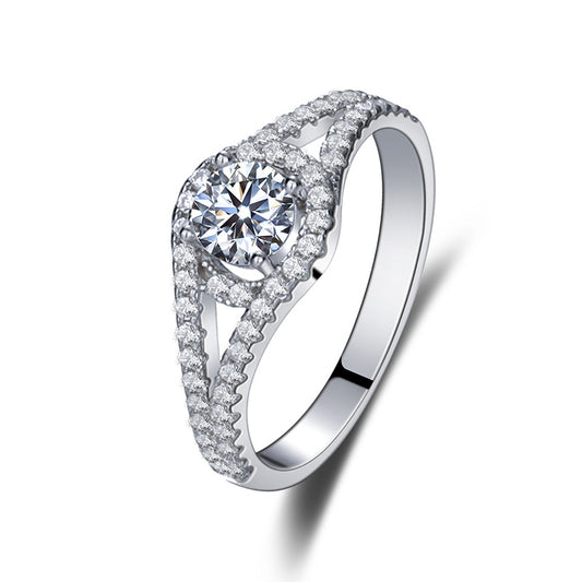 Radiant Women's Silver Moissanite Ring in D Color