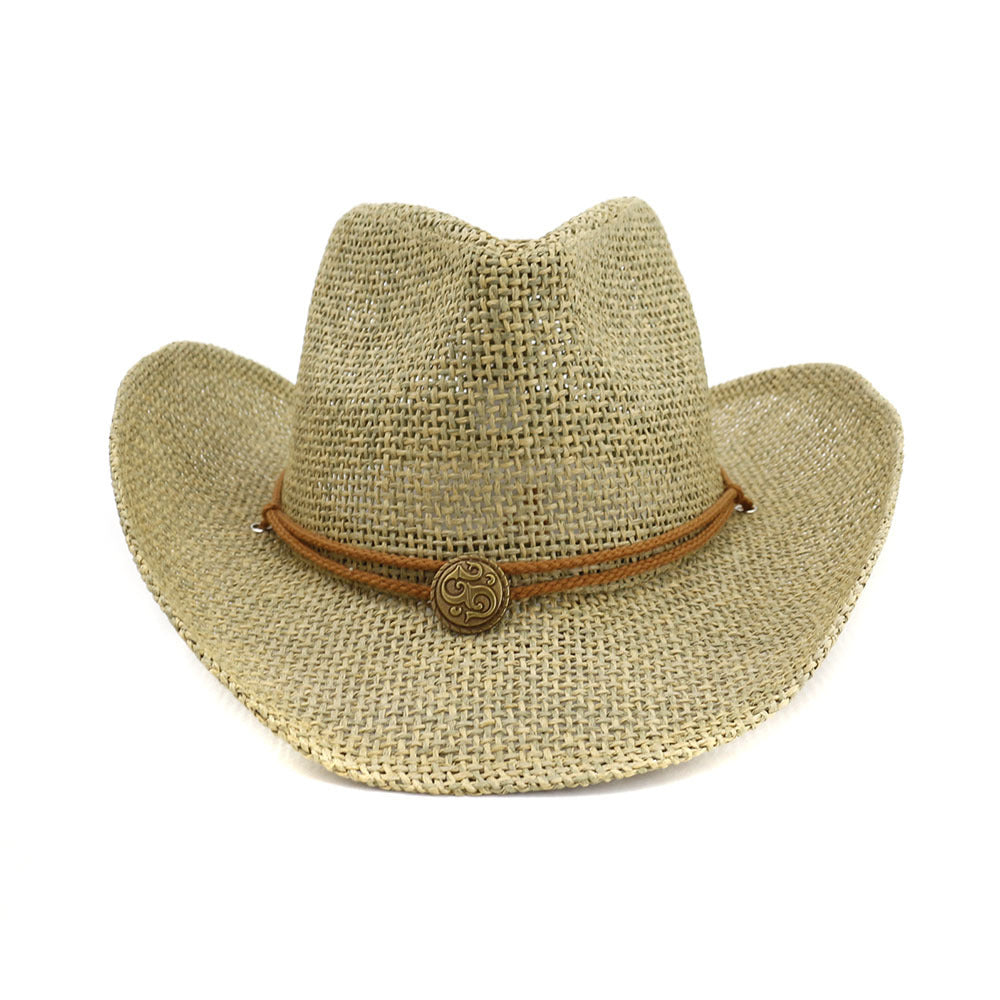 Western Cowboy Straw Hat Top Hat Outdoor Beach Hat