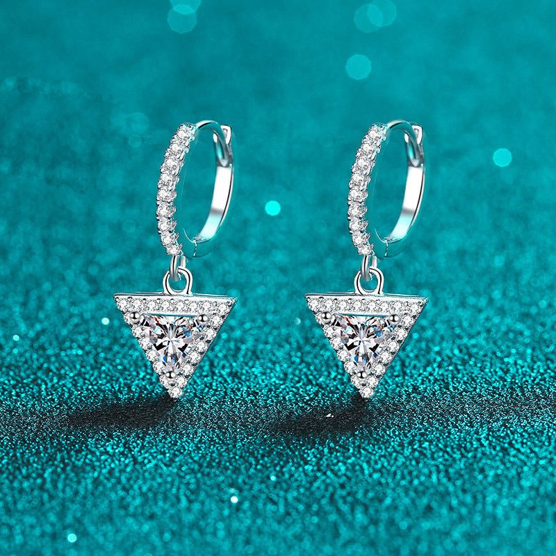 Women's Fashion Triangl Moissanite Earrings Silver 925 - SILVER ROCK