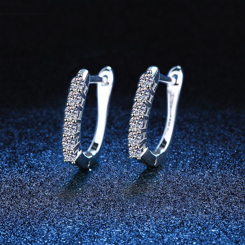 Women's Sterling Silver Moissanite Earrings, Pt950 Plated
