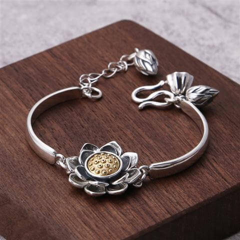 925 Sterling Silver Creative Lotus Bracelet Women