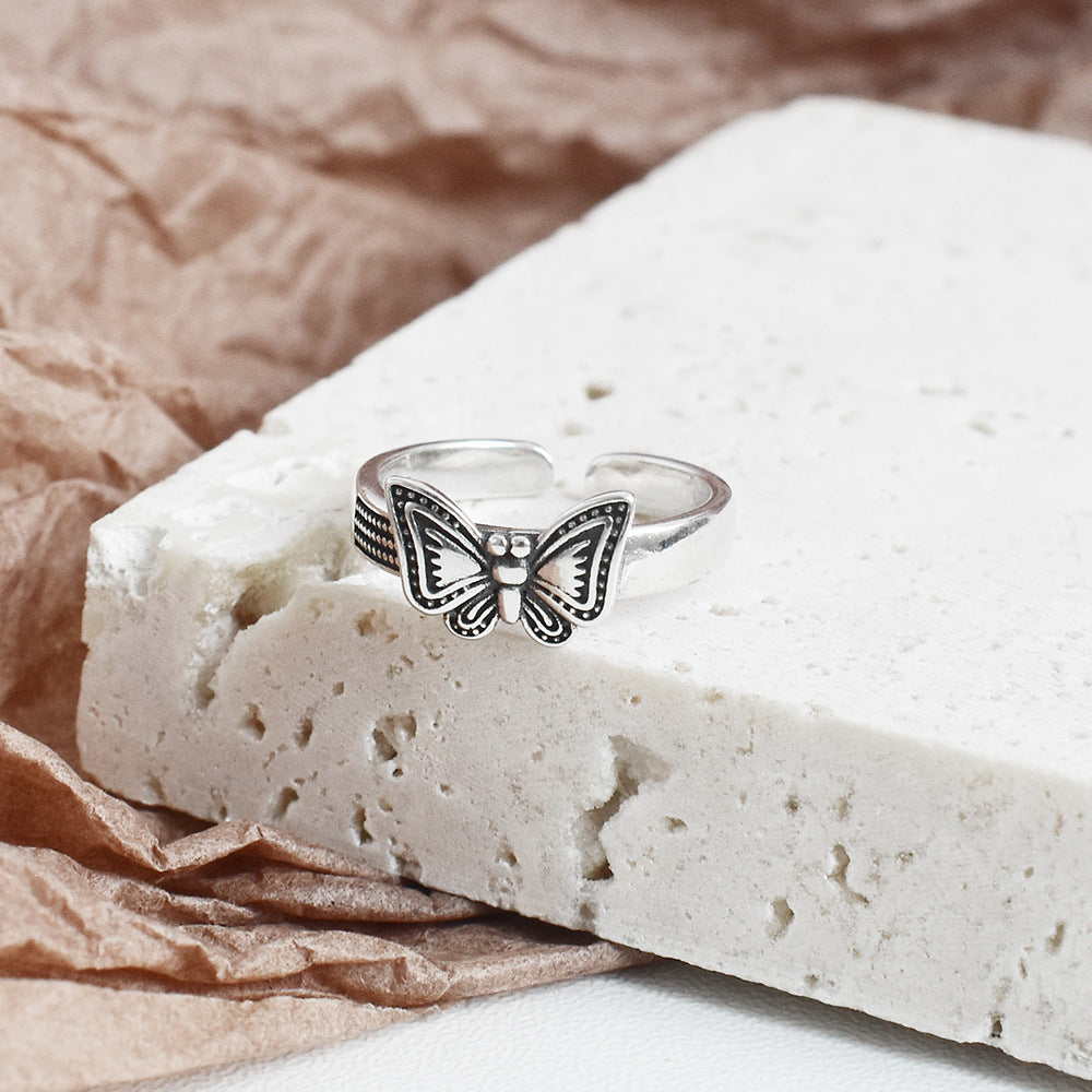 Silver Butterfly Ring with Clear Stones